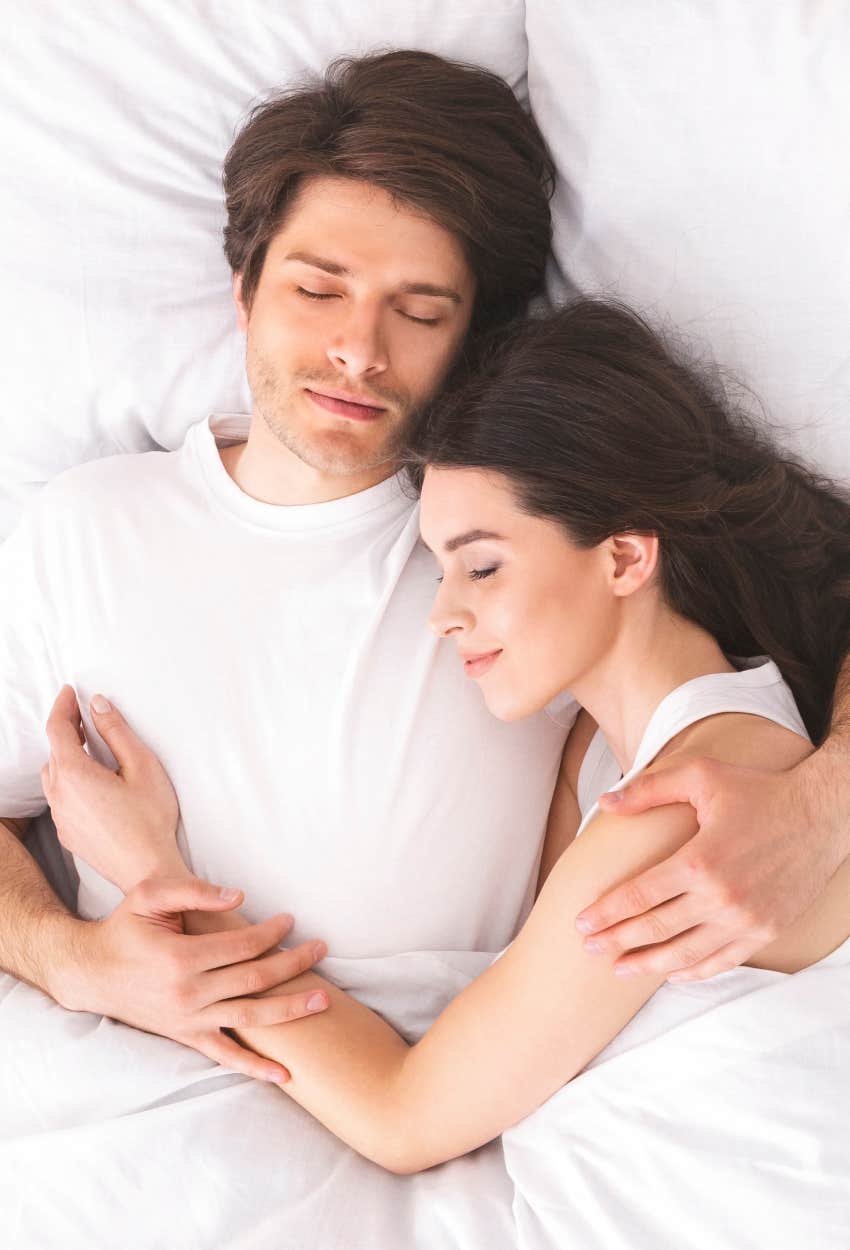 Happy couple who gets regular and restful sleep