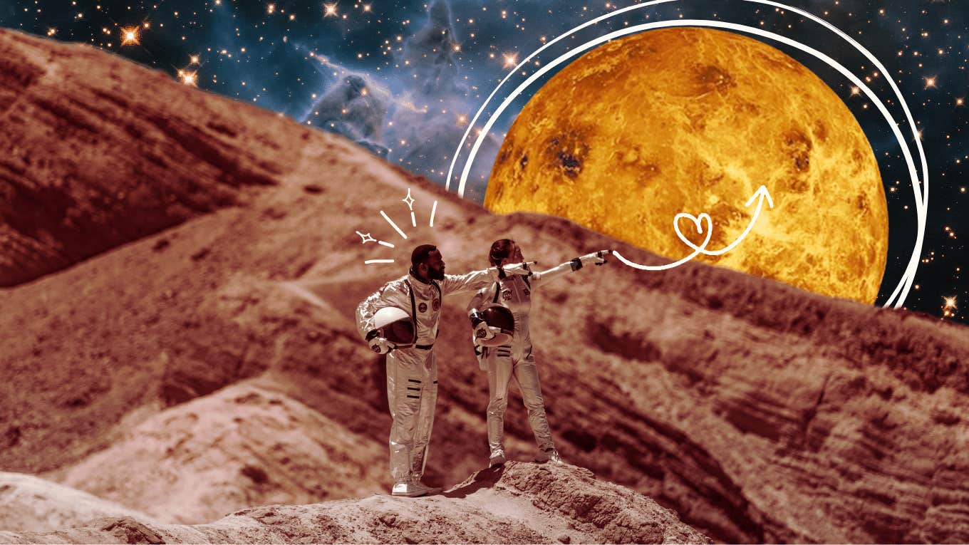 astronauts on planet looking a venus retrograde begin march 1, 2025