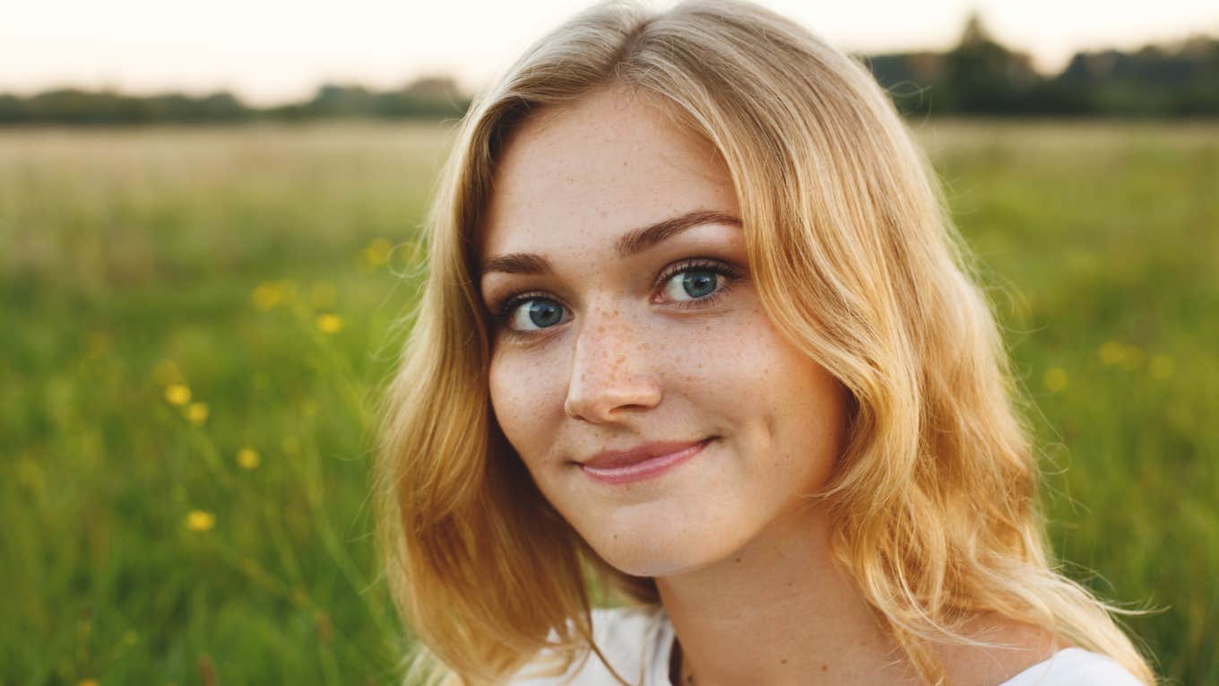 Woman with dimples