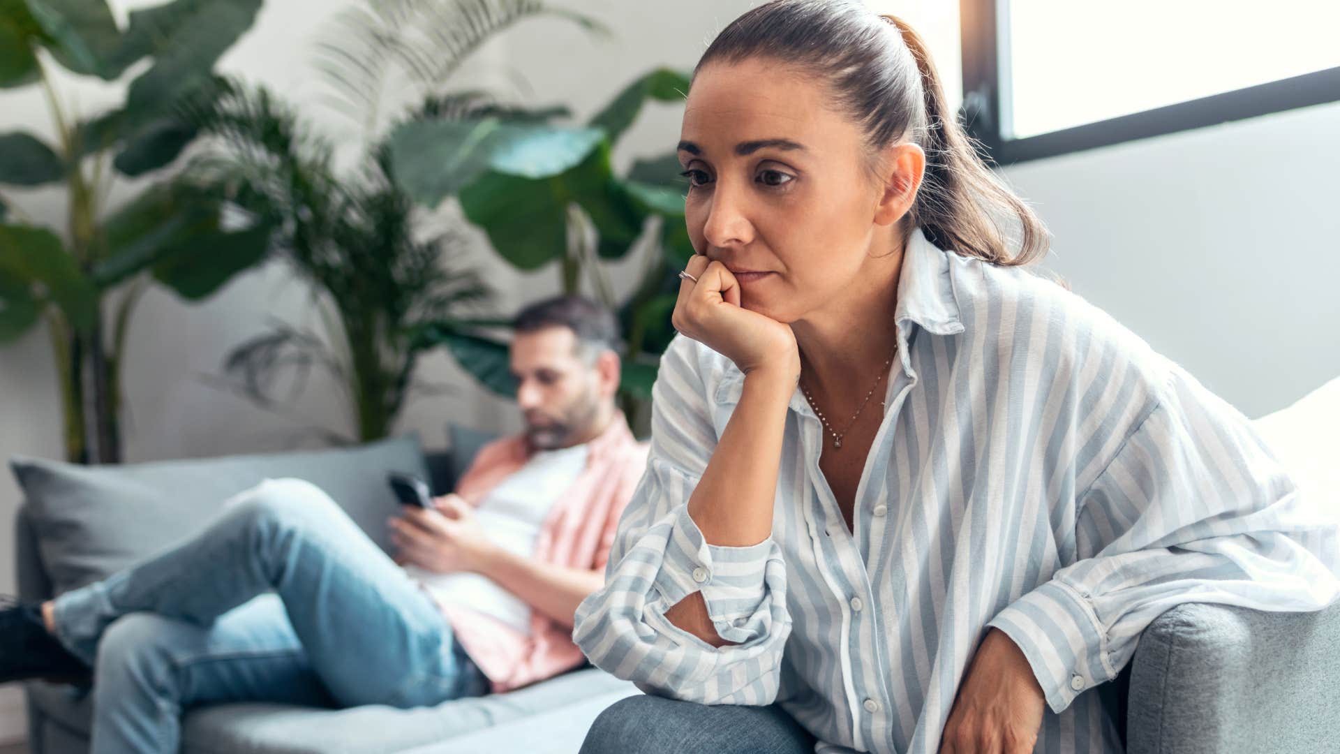 annoyed woman after argument with partner