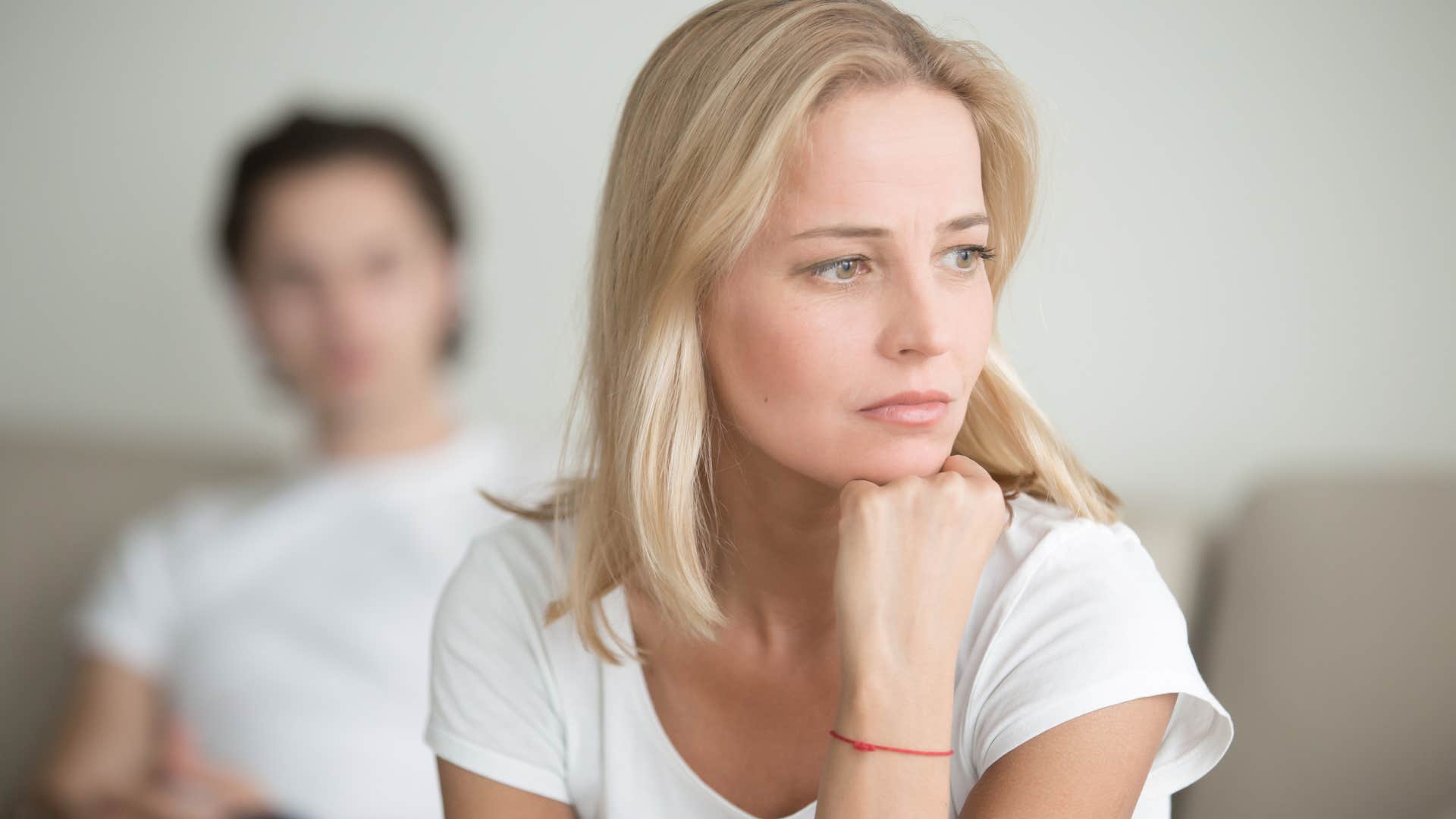 annoyed woman judging man