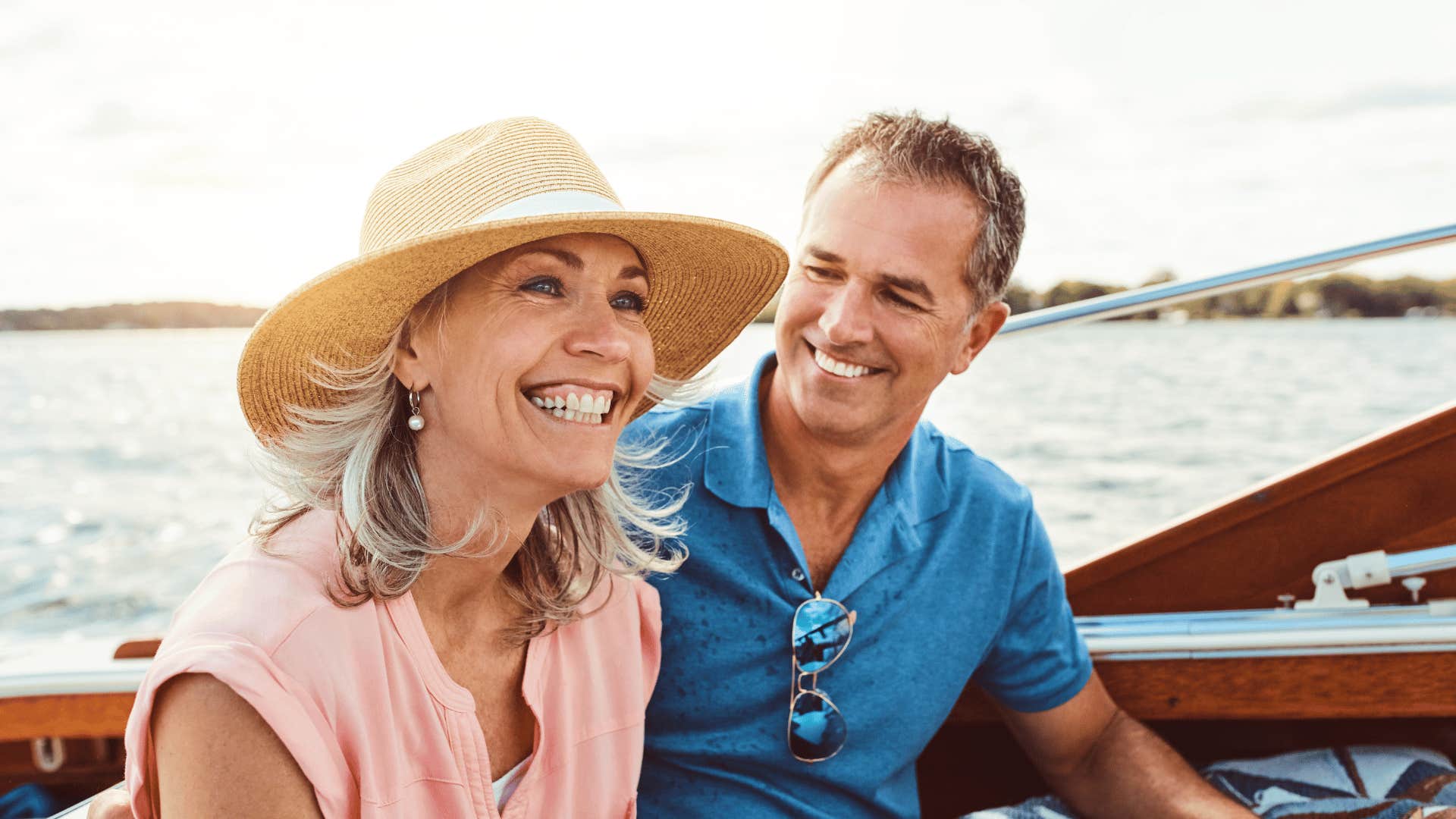 happy couple on a boat