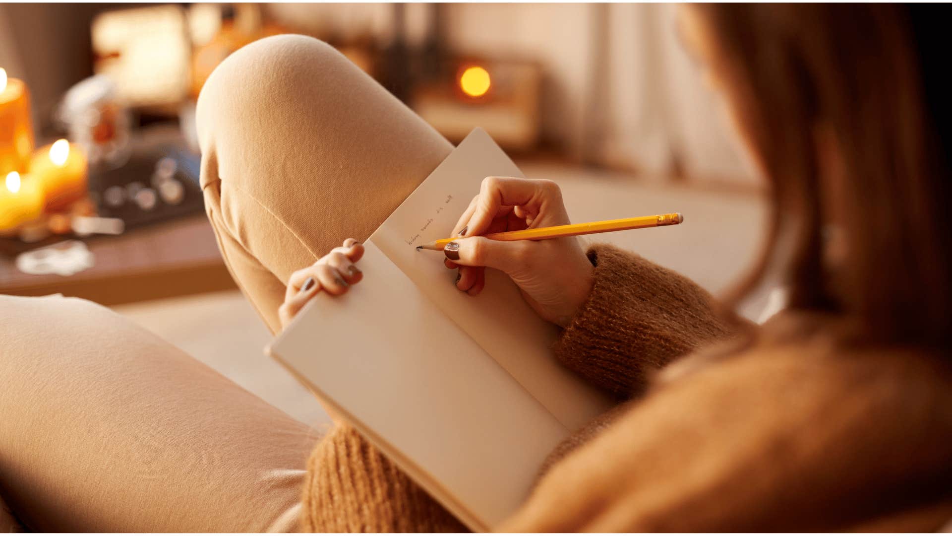 woman writing in journal