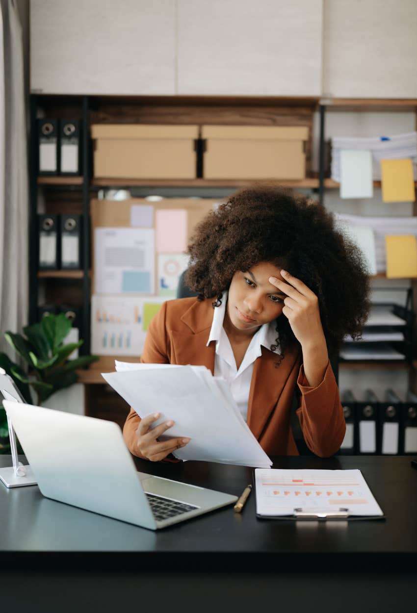 engaged woman feels too tired between work and life to plan a wedding