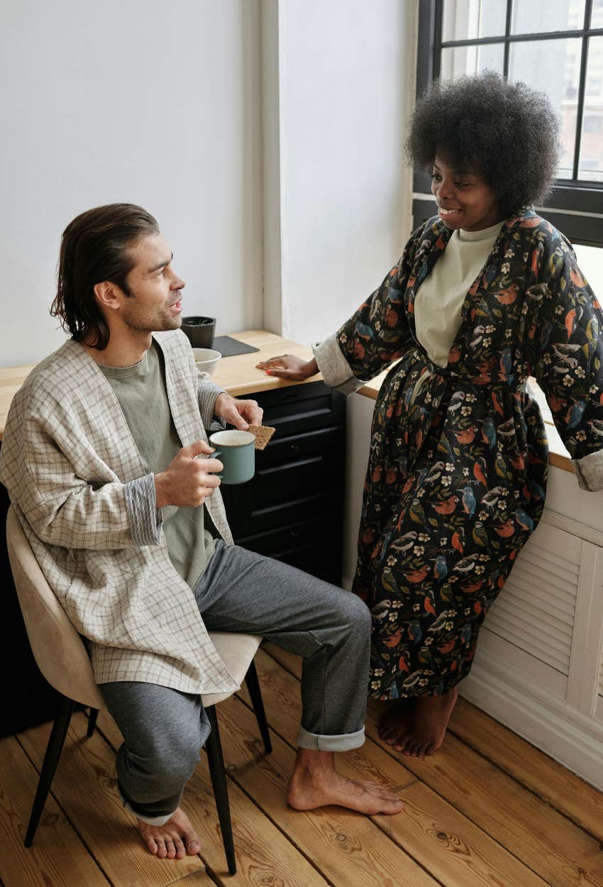 engaged woman talking to her fiance about their plans for the future