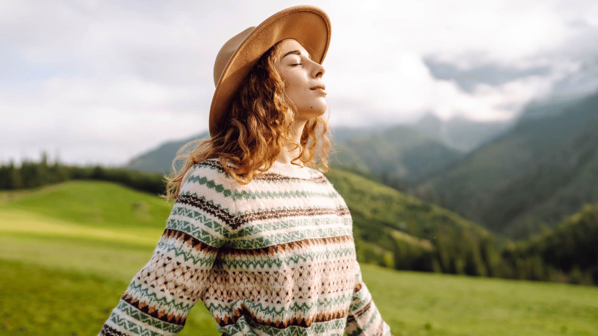 woman connecting with nature