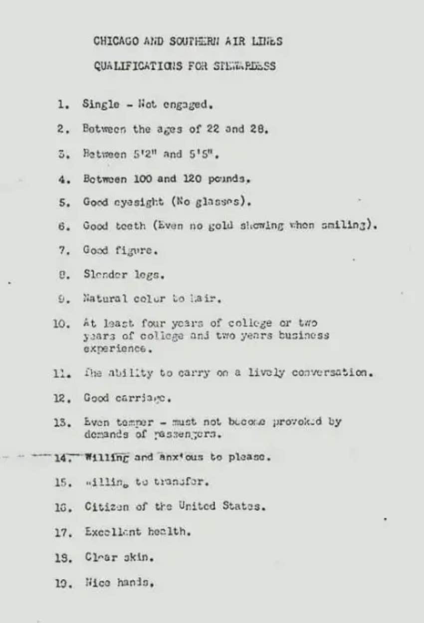 Job Description For A Flight Attendant In 1954