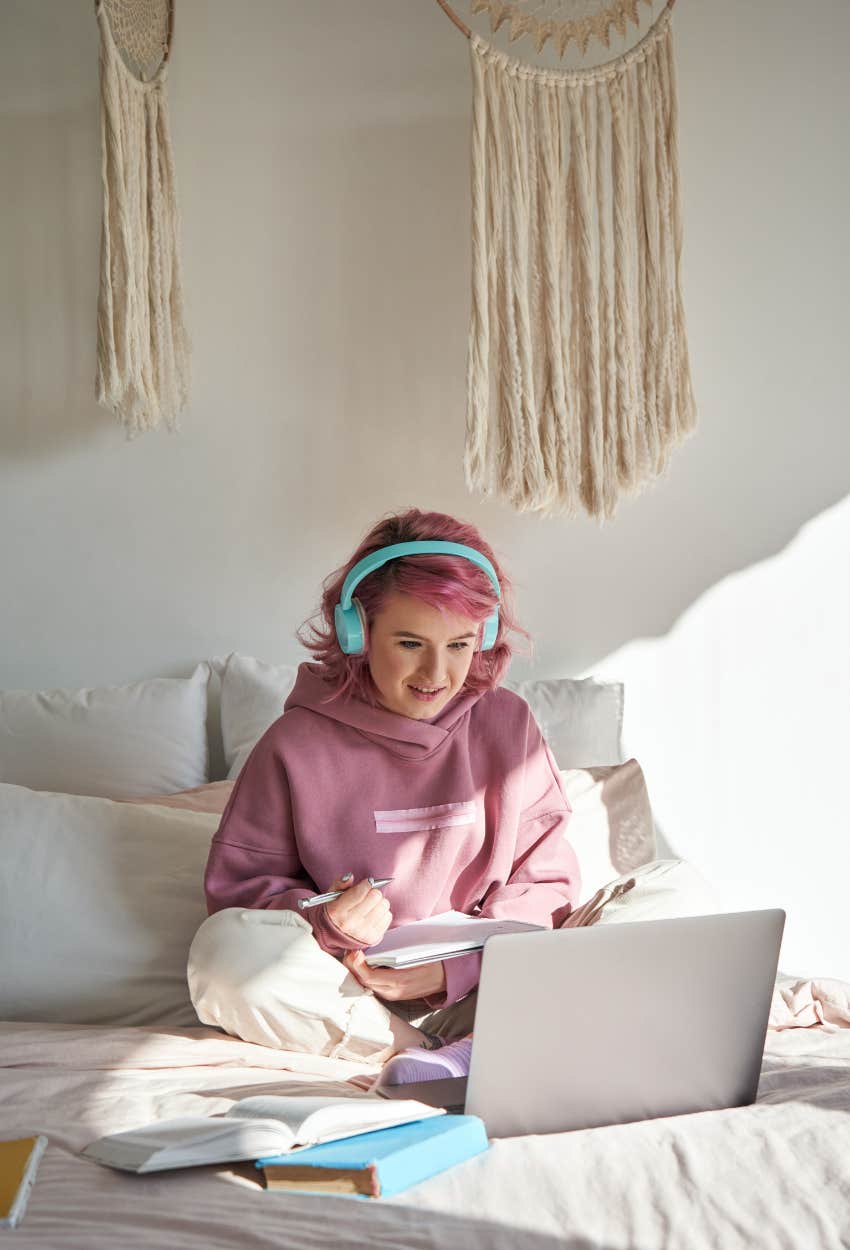 Gen Z girl studying trying make life better than boomers