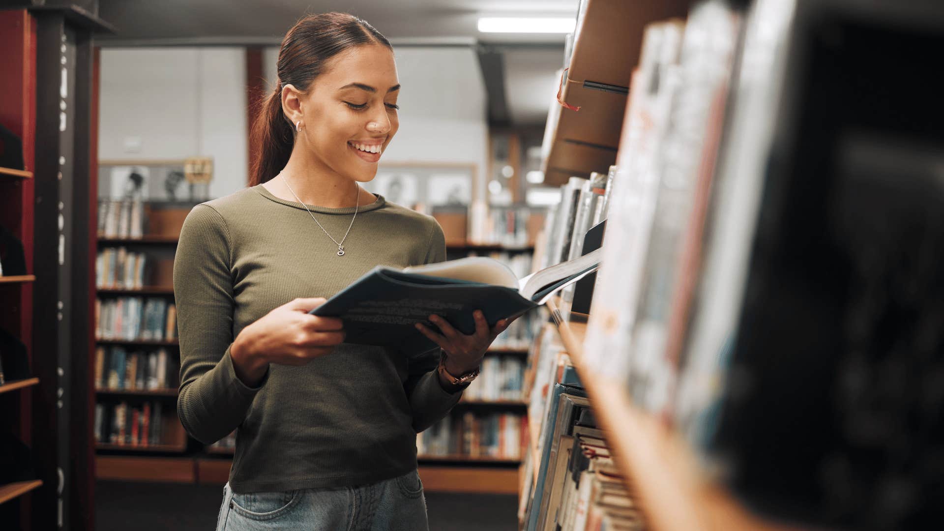 woman reading a book