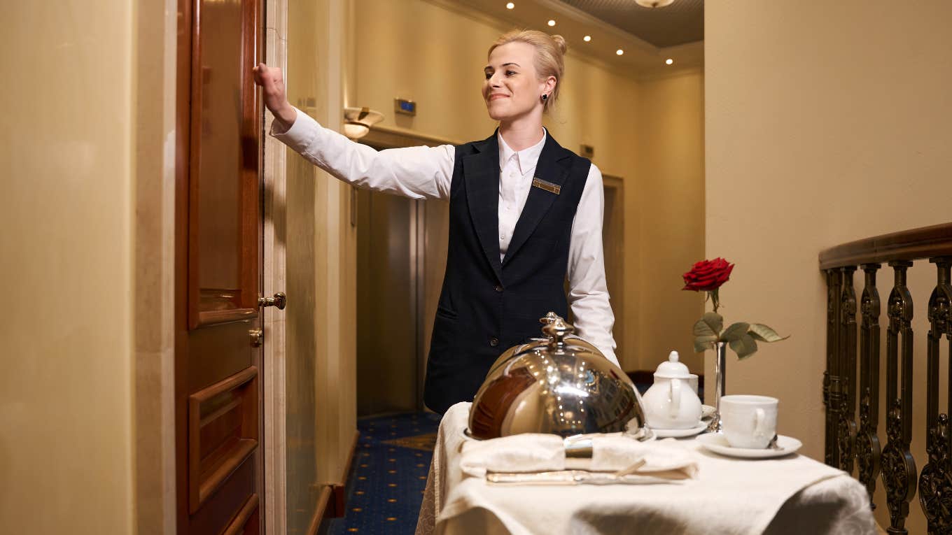 room service bringing food to guest because outside food not allowed