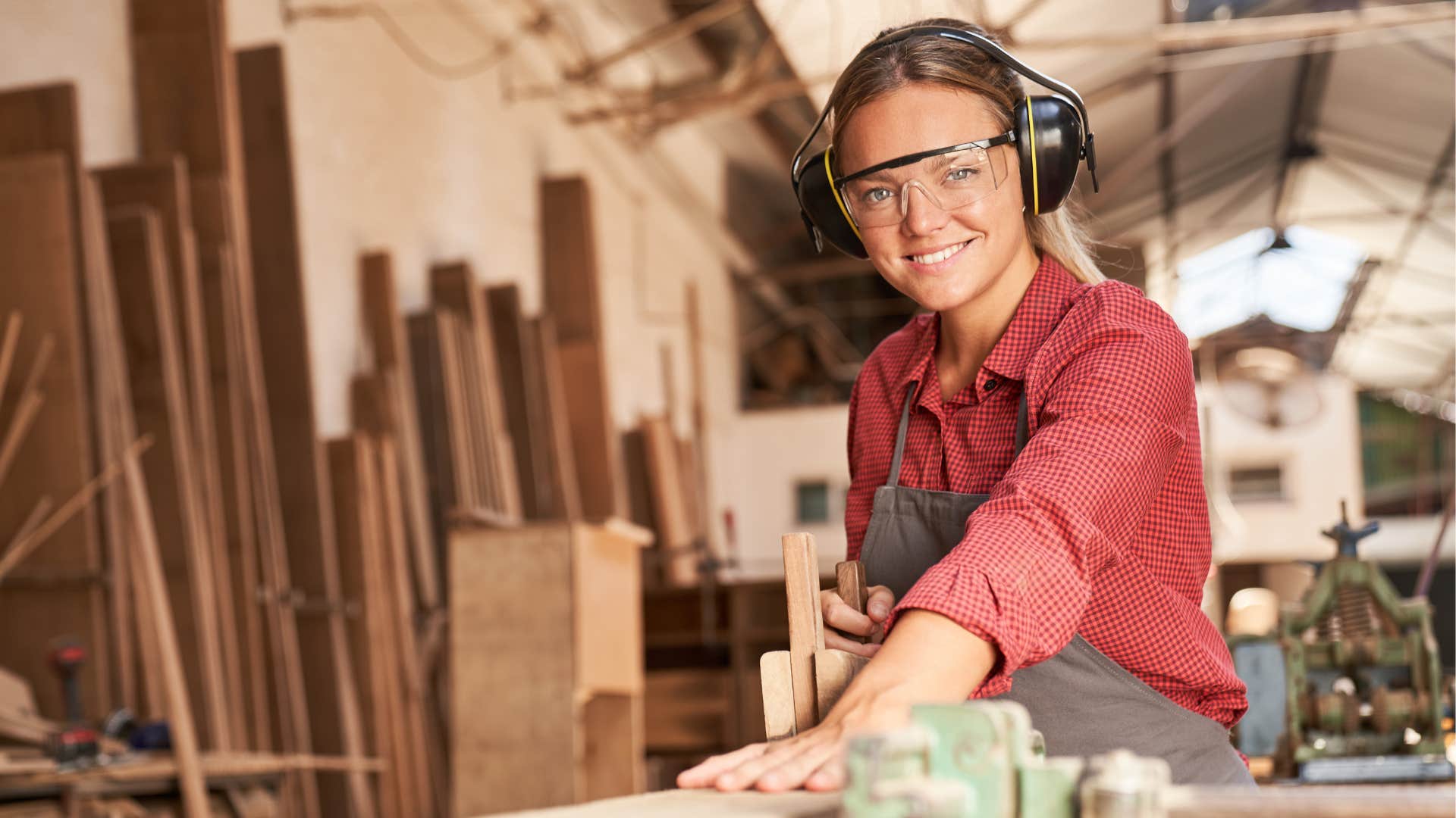 Woman carpenter who wasn't taught about trade professions in school and had to learn the hard way