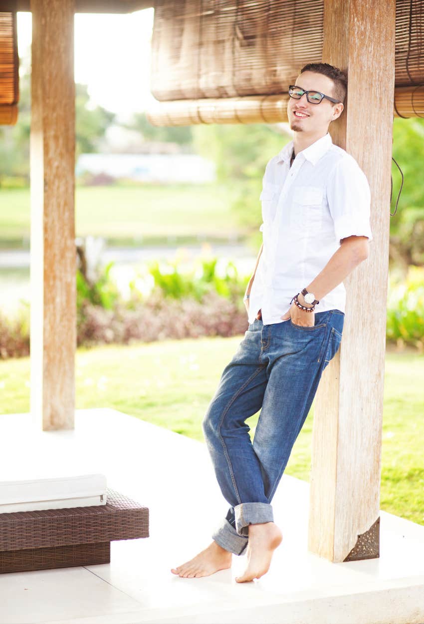 Man standing in his gazebo on property that he won't let his friends use for wedding