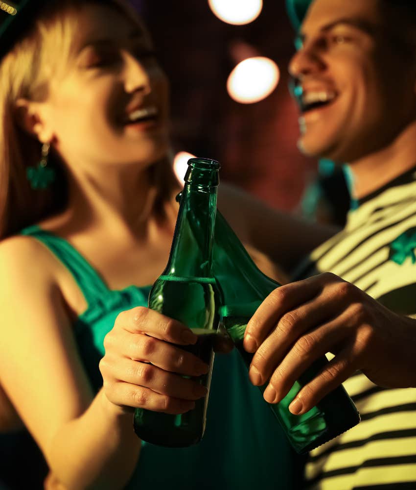 couple partying and drinking together