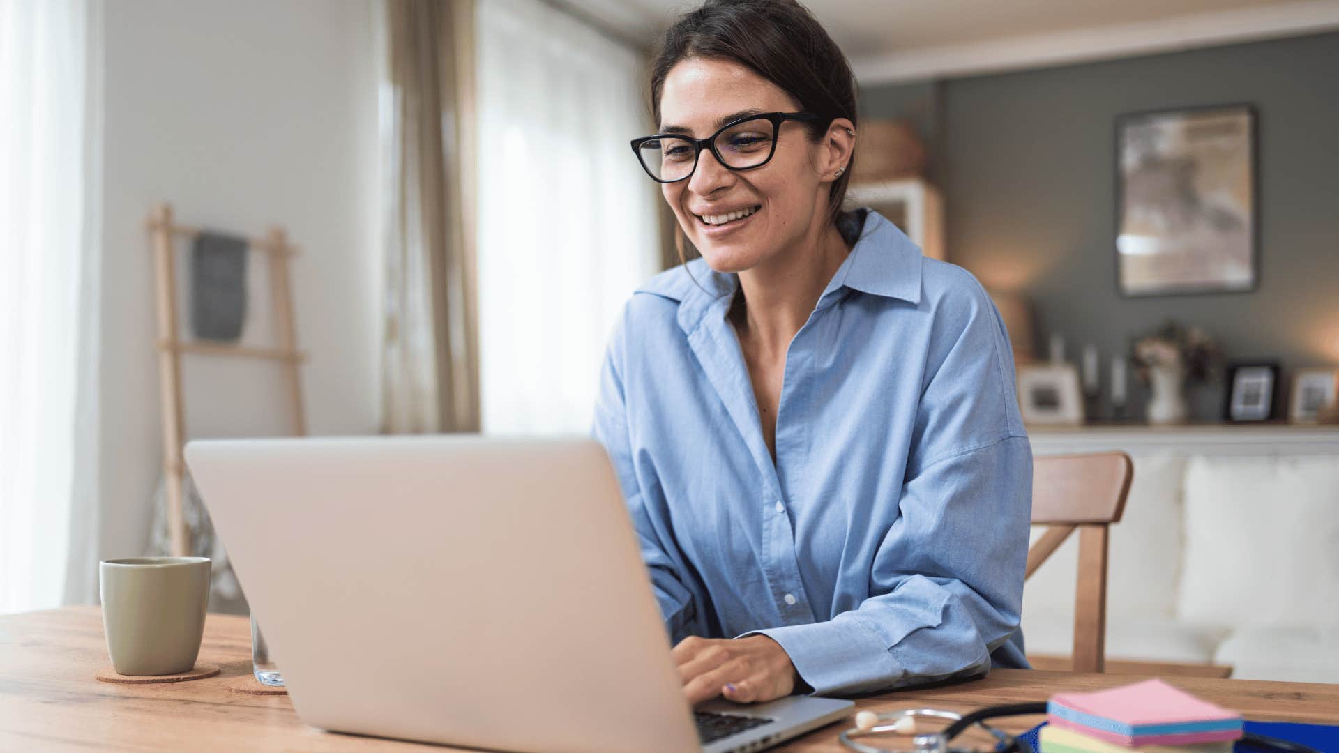 woman on laptop at home