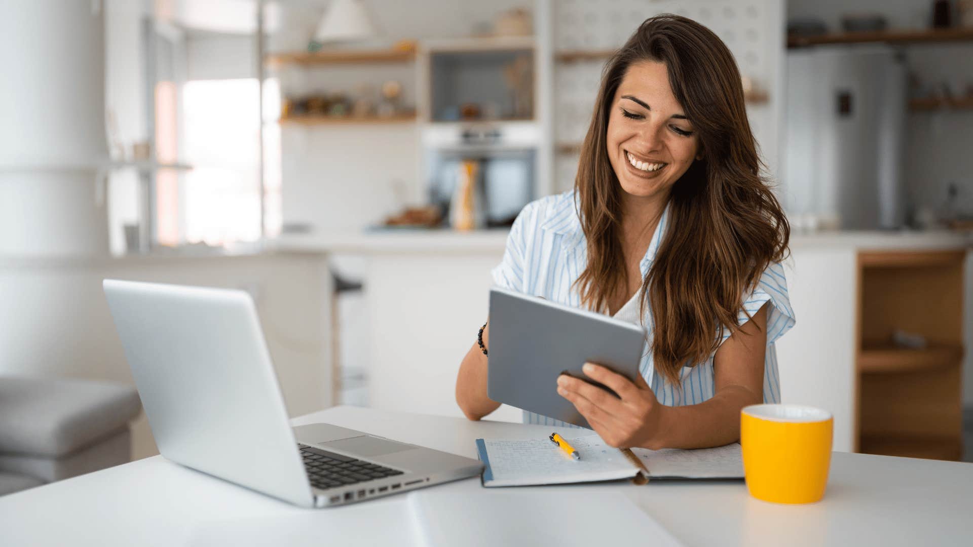 woman working on laptop