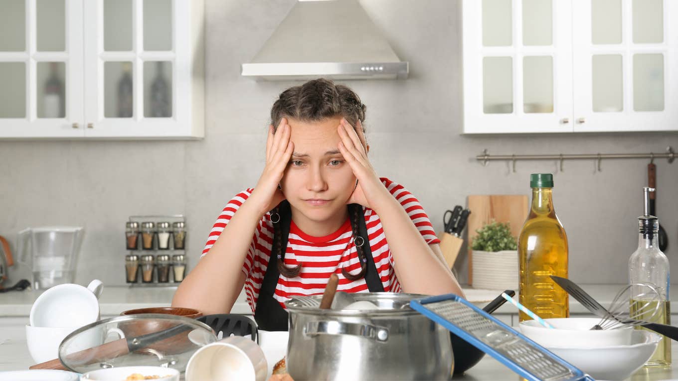 Mom refusing to cook dinner after her kids and husband leave the kitchen a mess