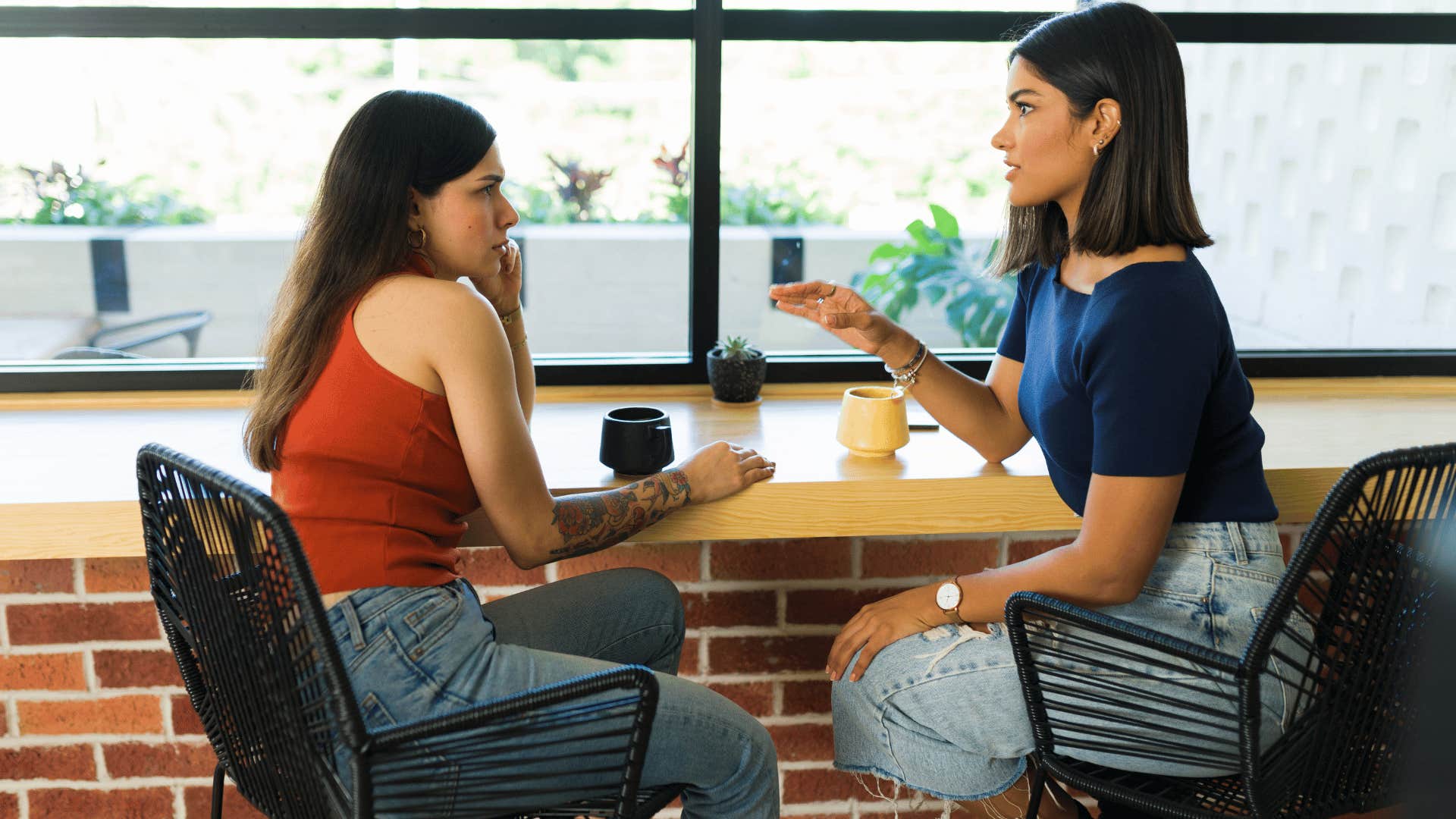 friends having tense conversation