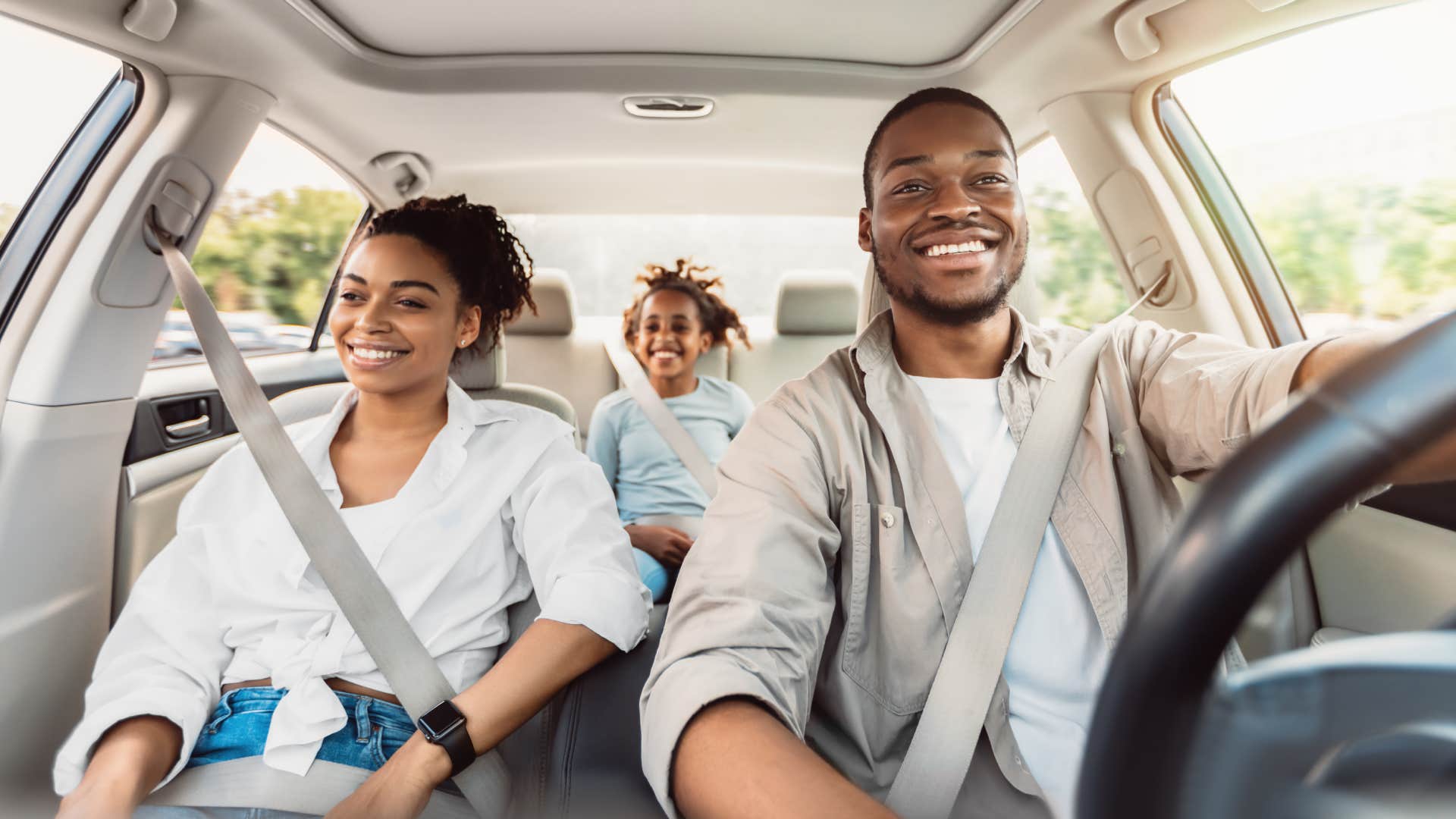 family riding in car together