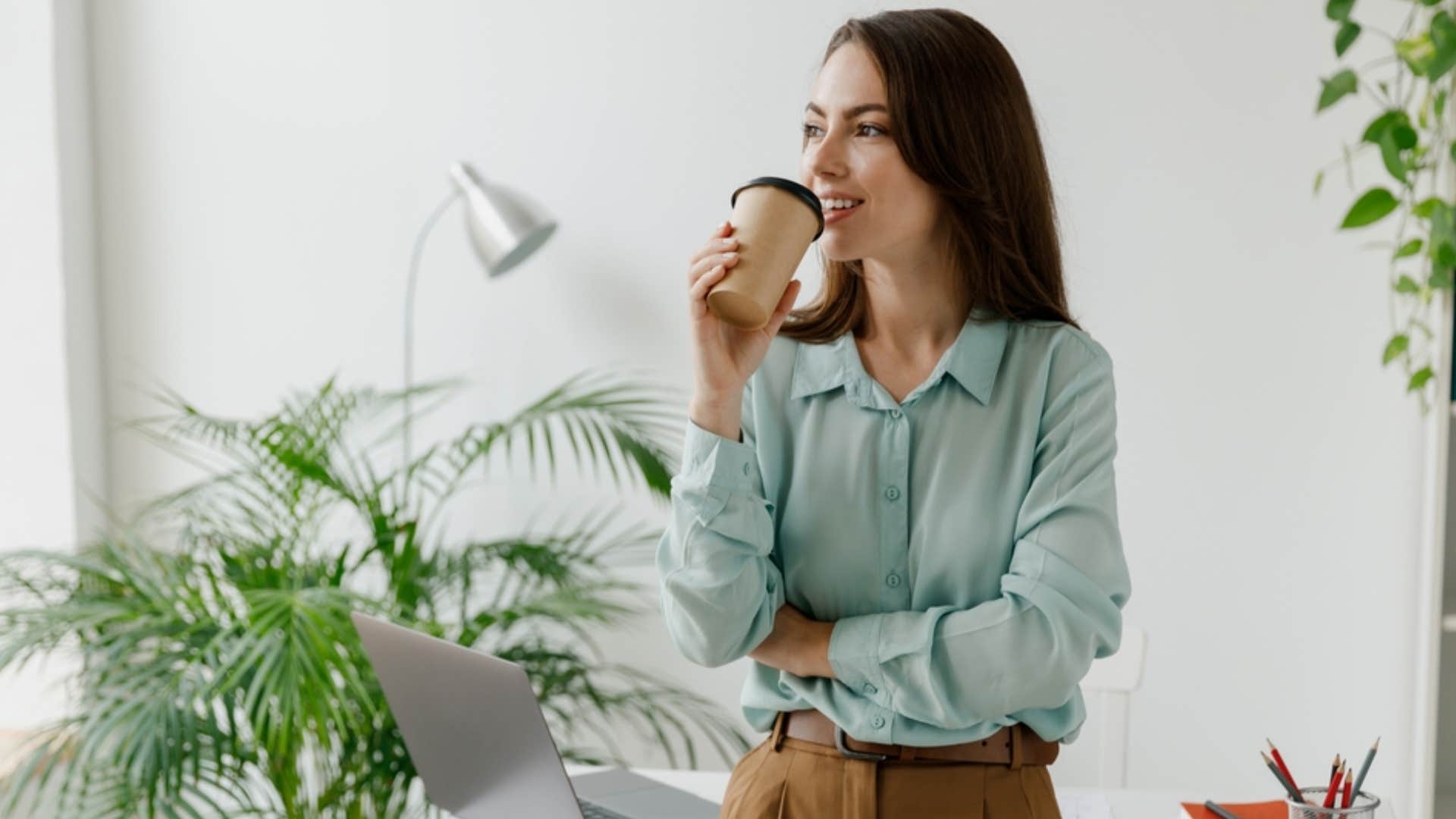 millennial woman drinking overpriced coffee 