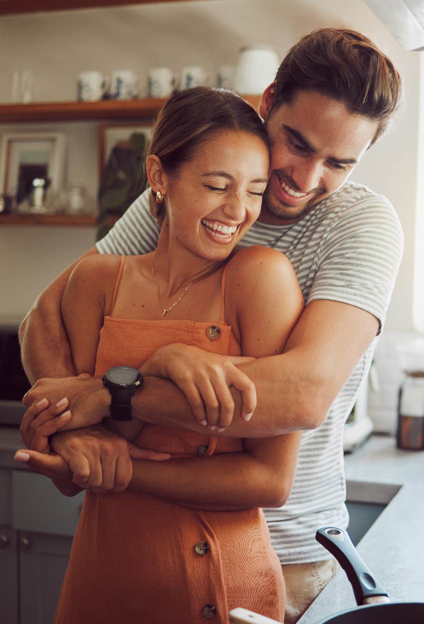 Parents showing affection toward one another