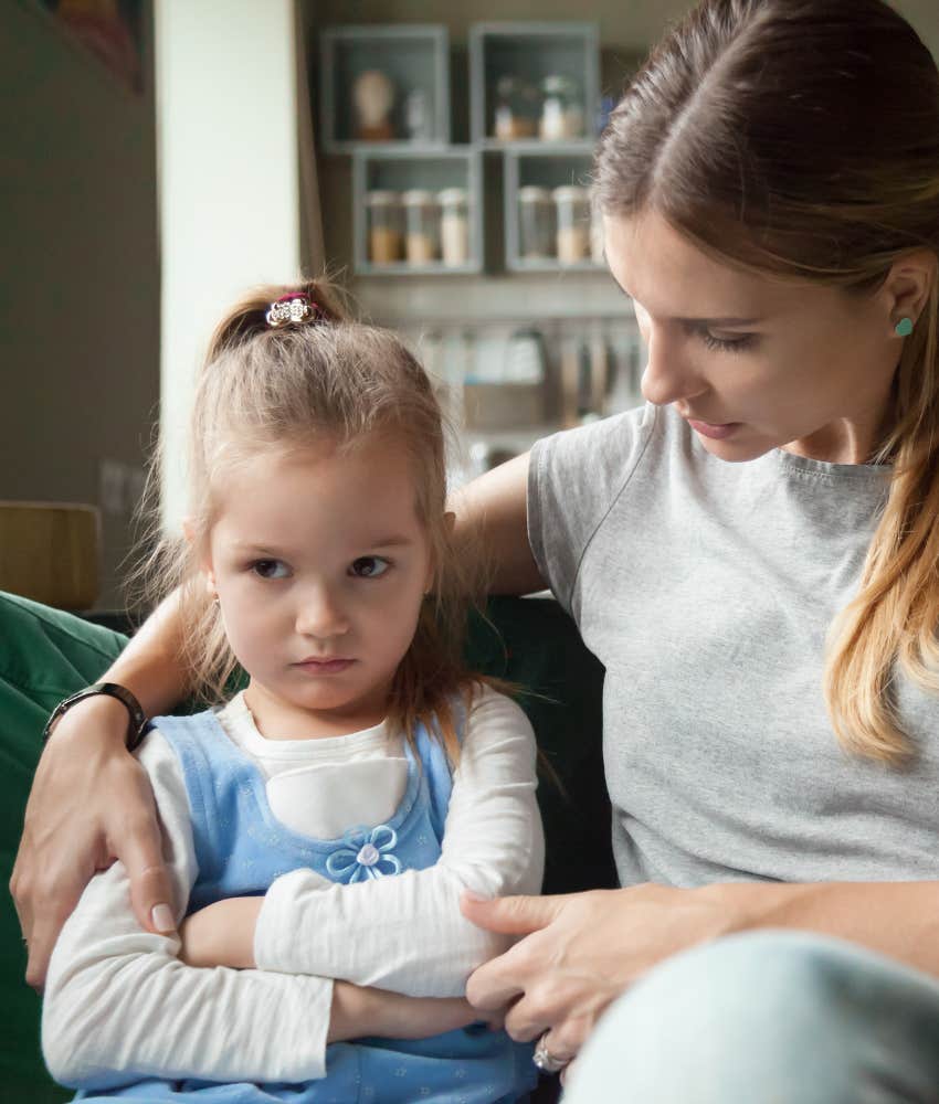 mother talking with her daughter