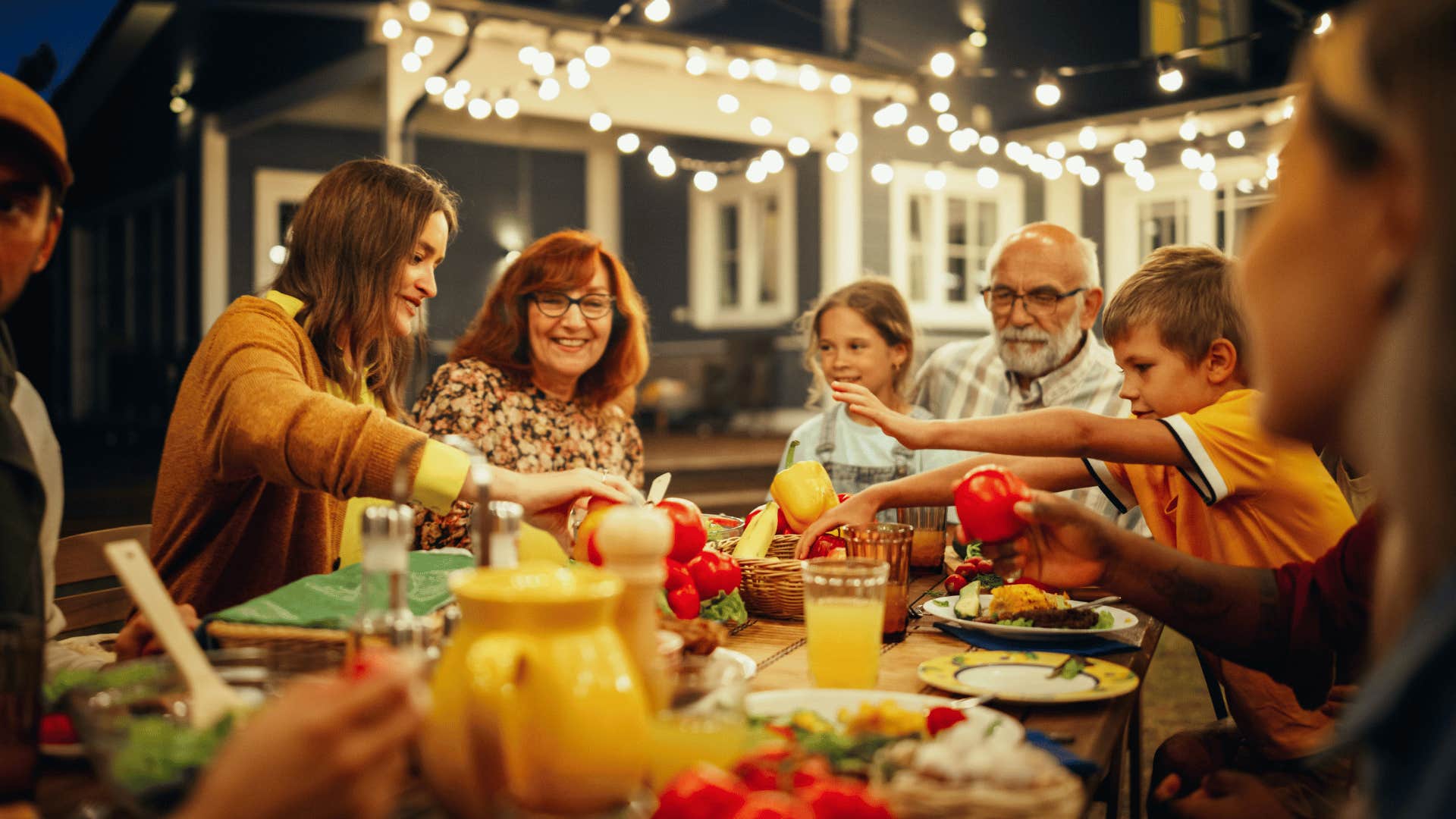 family having dinner