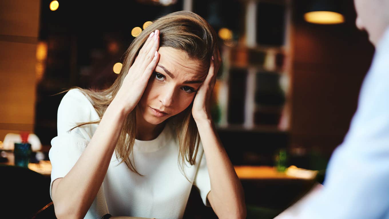 Woman with a partner who exhibits extremely poisonous behaviors. 