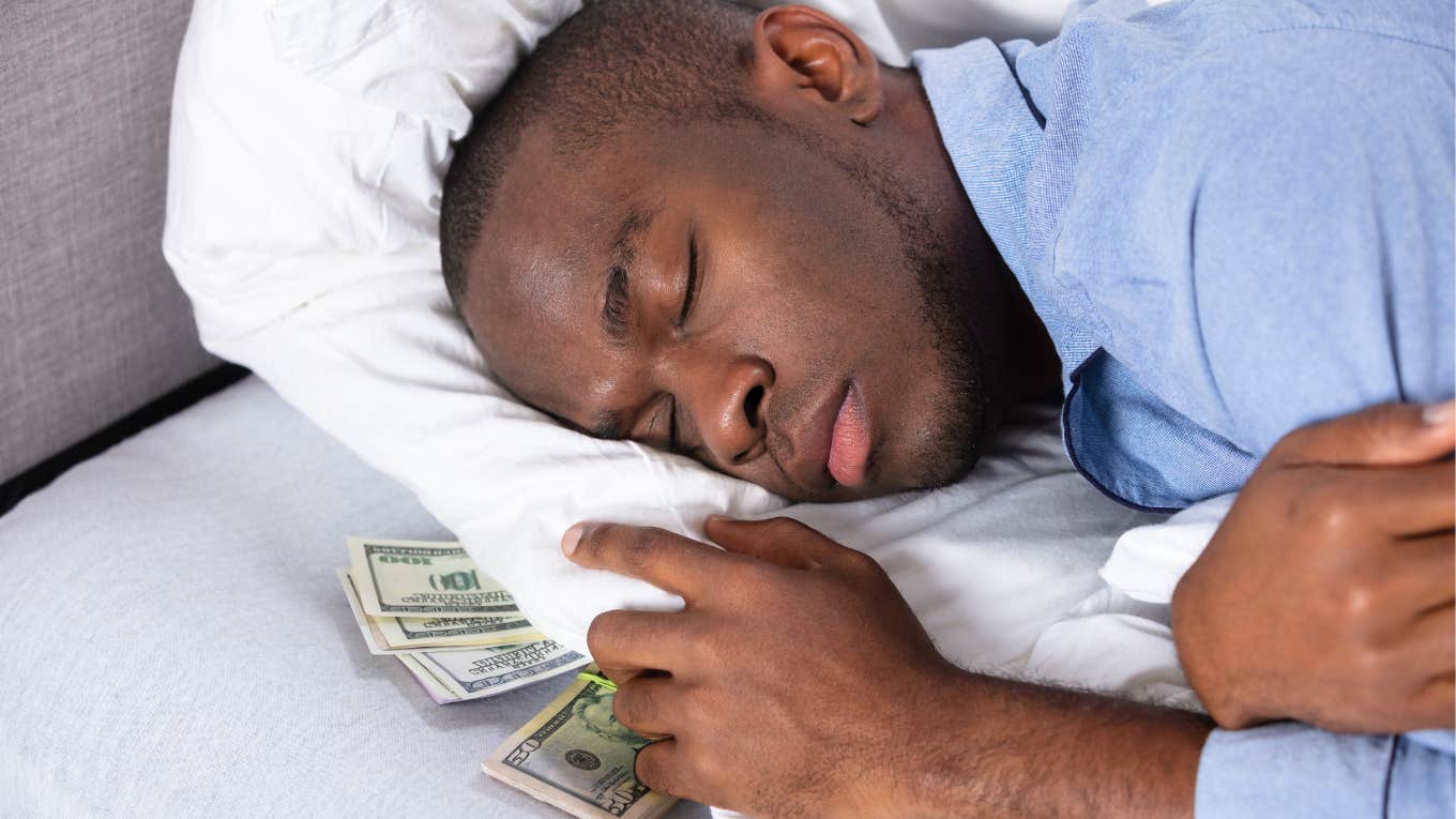 Man hiding money under his pillow is likely to struggle financially