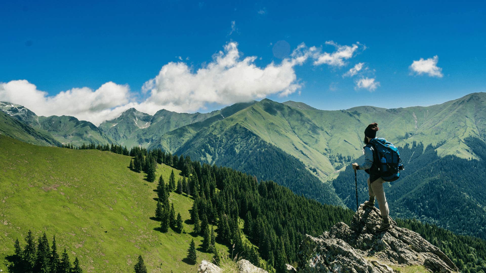 man hiking mountain