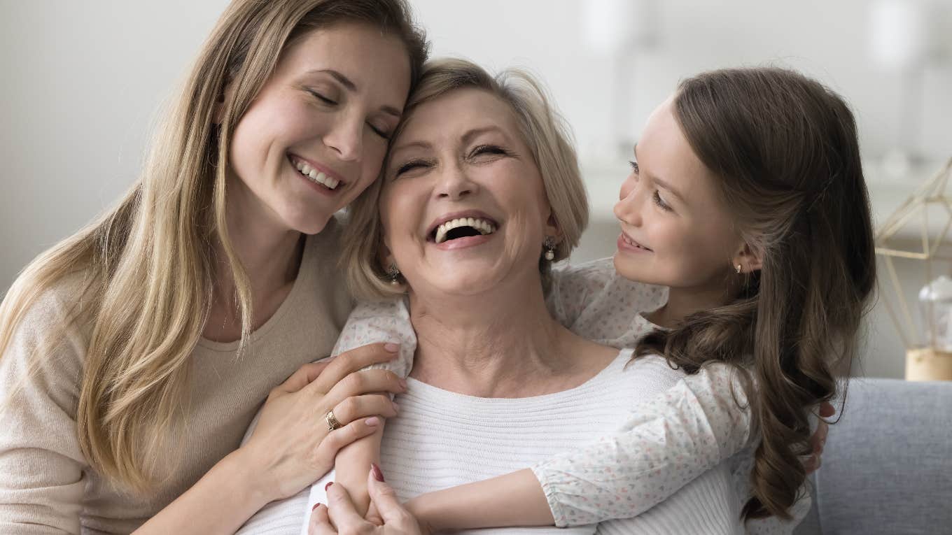 grandmother with her daughter and granddaughter