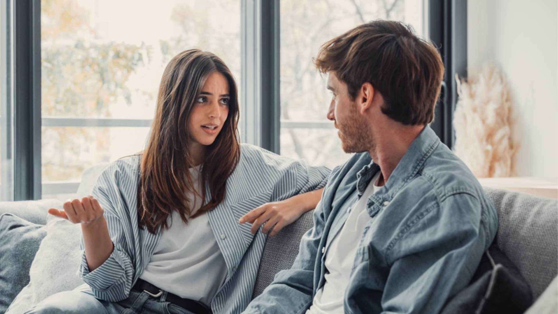 woman asking man to focus