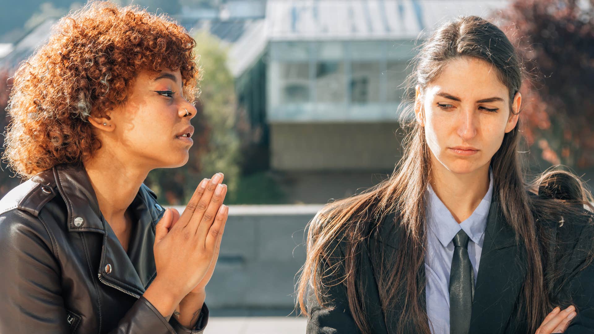 woman pleading with dramatic friend