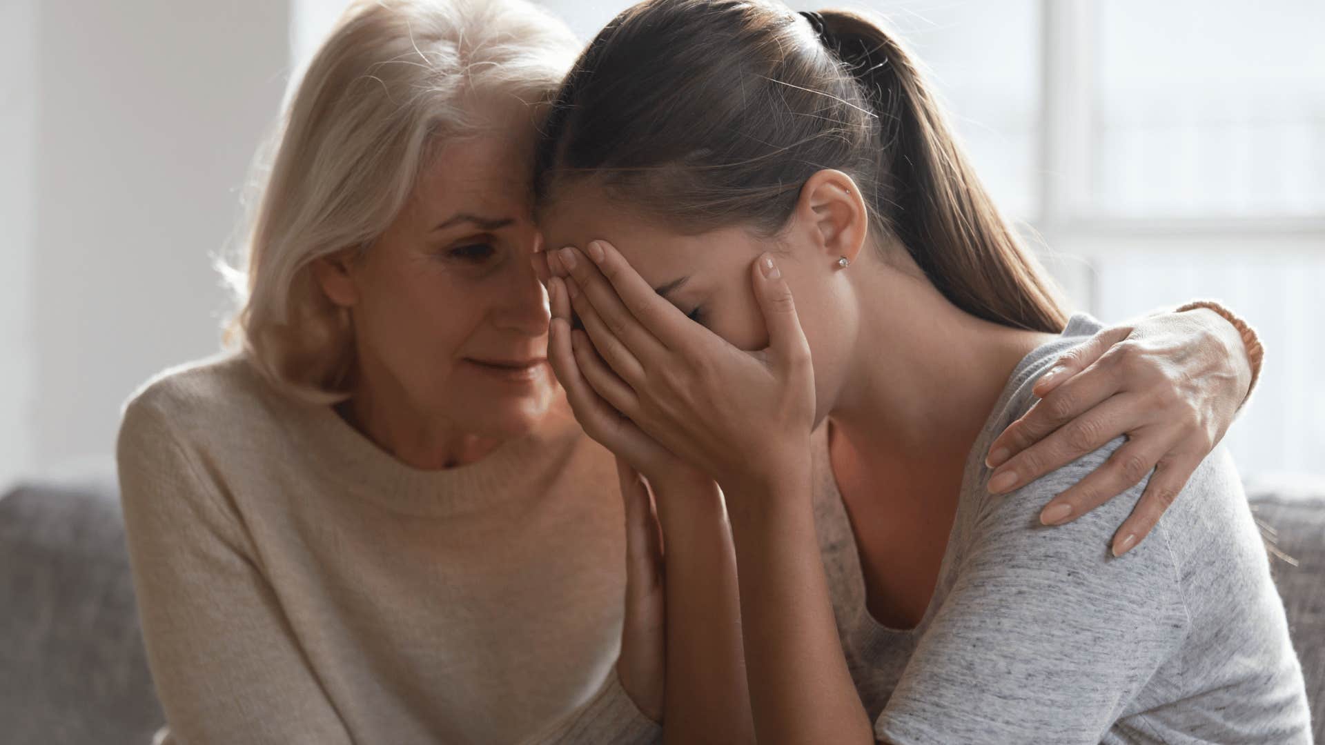 woman crying because she can't handle the situation