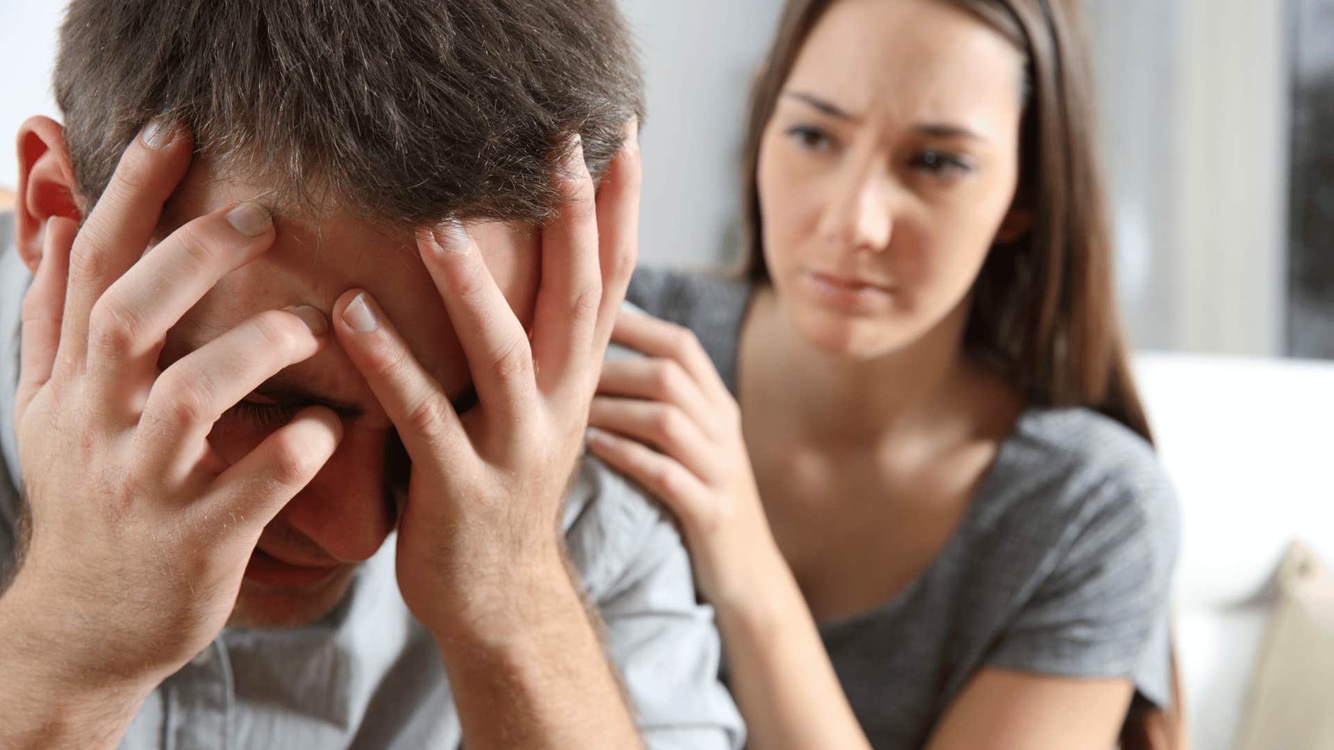 man crying at the thought of upsetting others