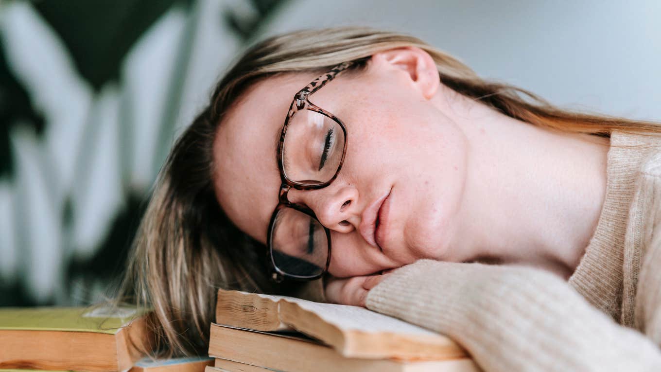 Woman falls asleep in popular position.