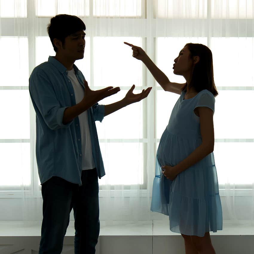 Pregnant woman fighting with husband