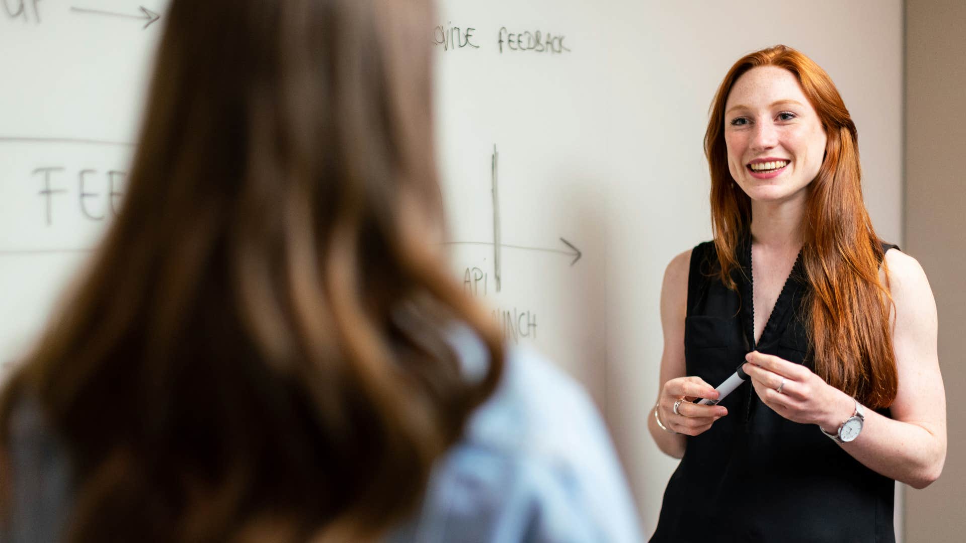 smart woman teaching psychological trick gain control