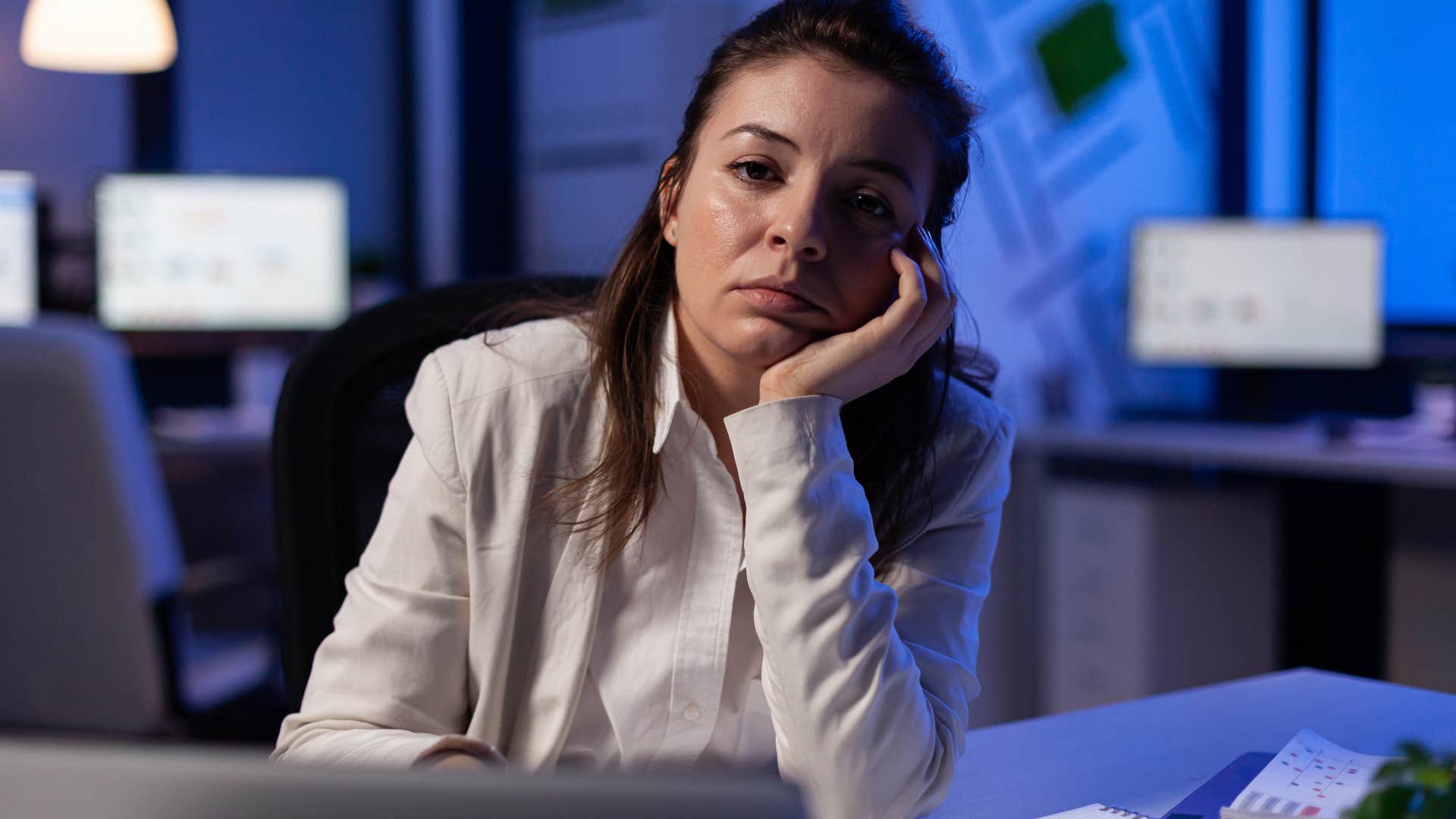 exhausted woman who didn't get enough sleep