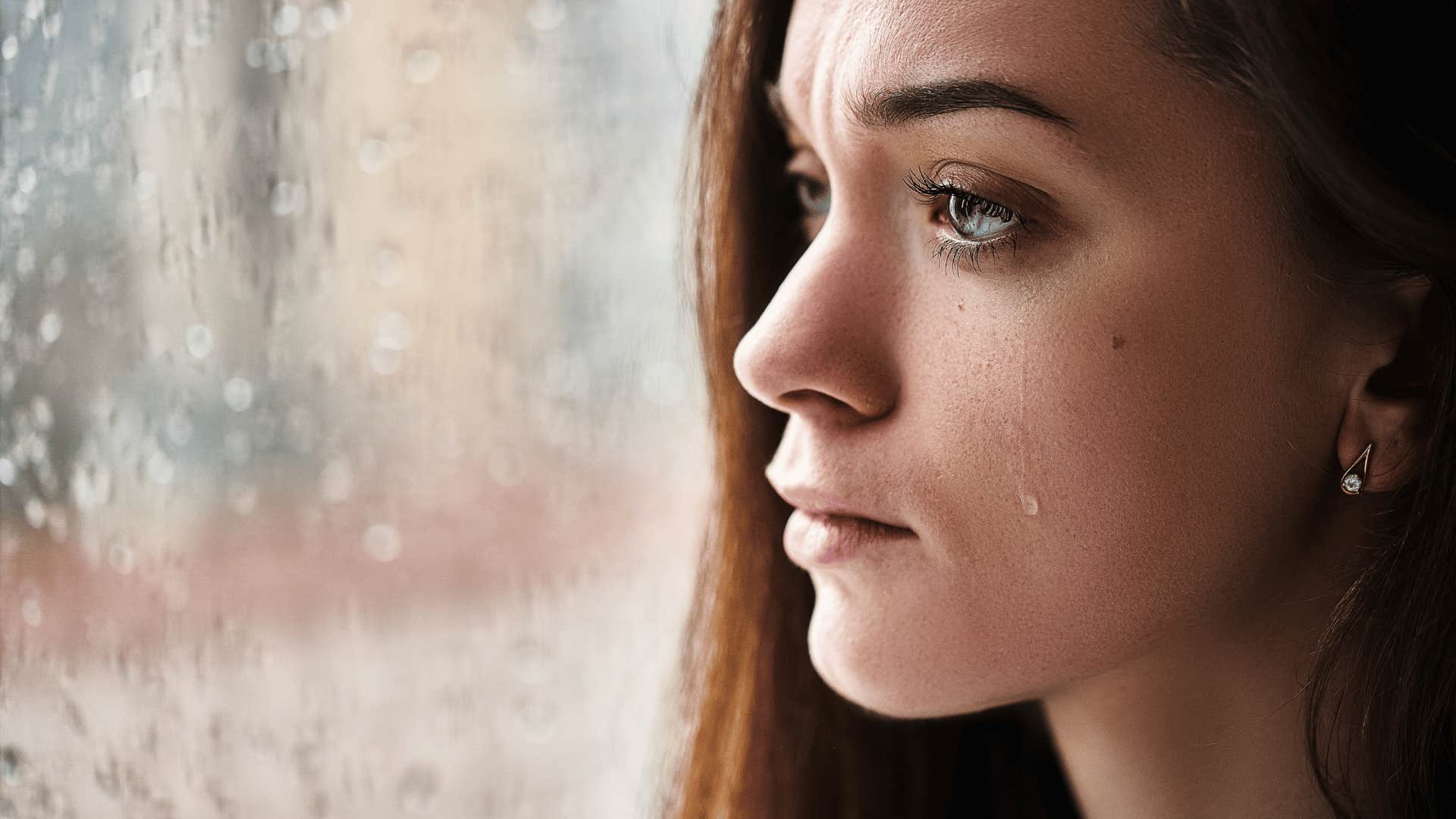 emotionally drained woman crying