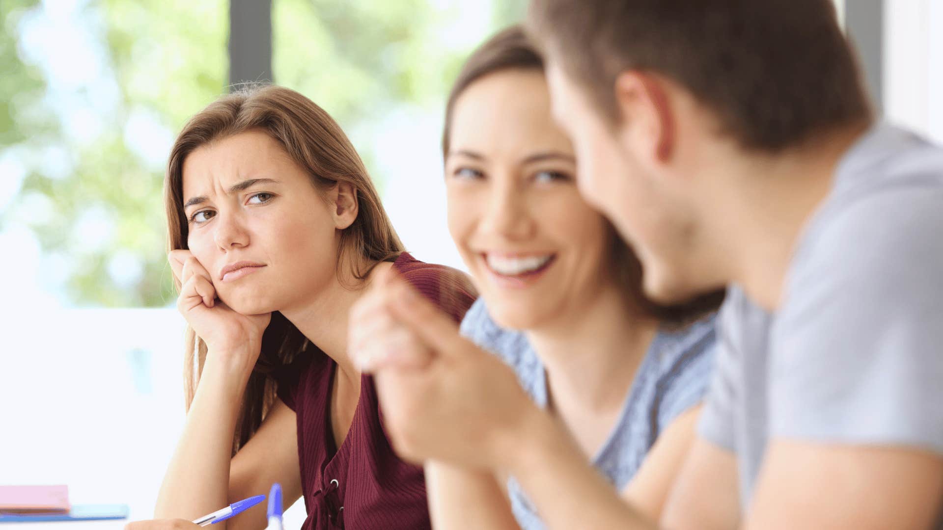 woman jealous of happy couple