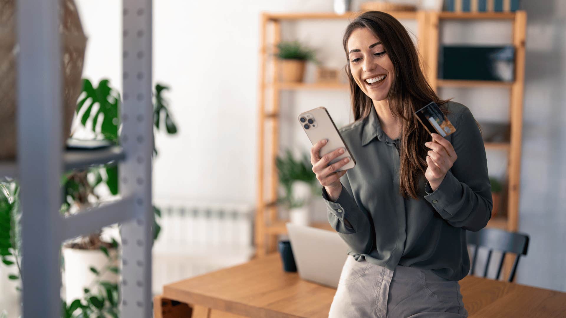 Gen Z woman buying something on her phone