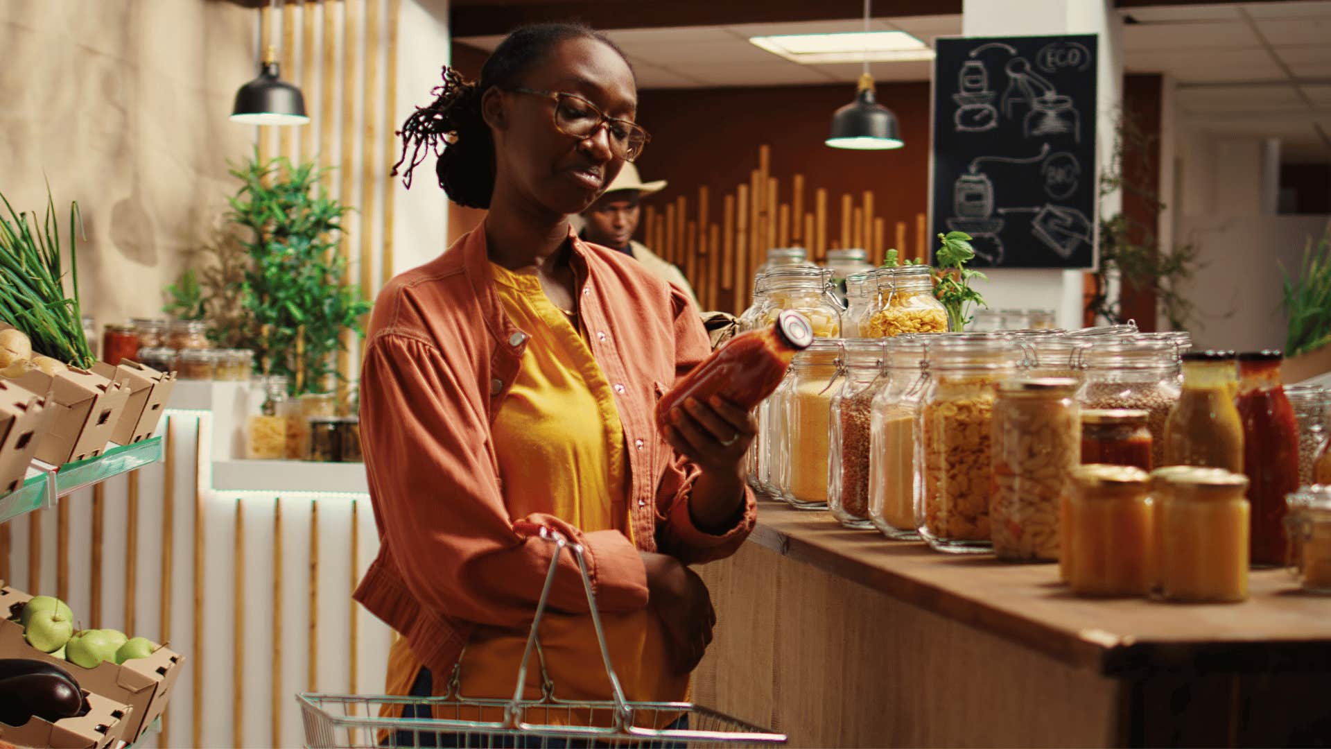 Gen Z woman looking at jars