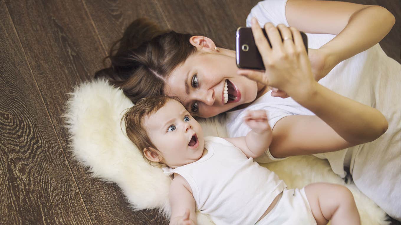 mom and baby taking a selfie