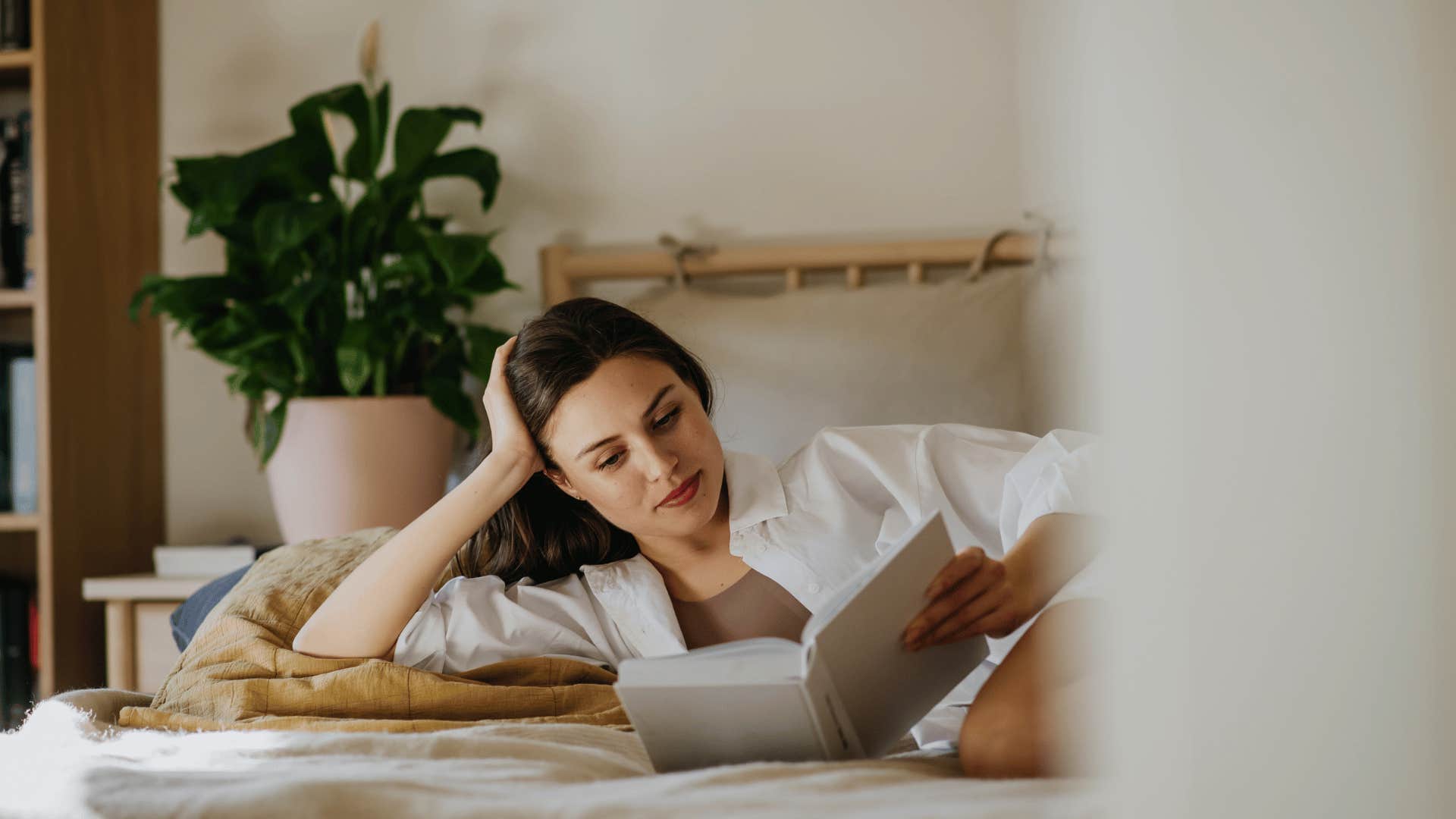 woman reading book