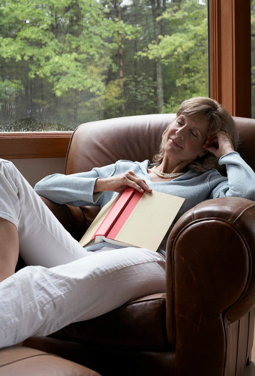 woman who fell asleep reading a book