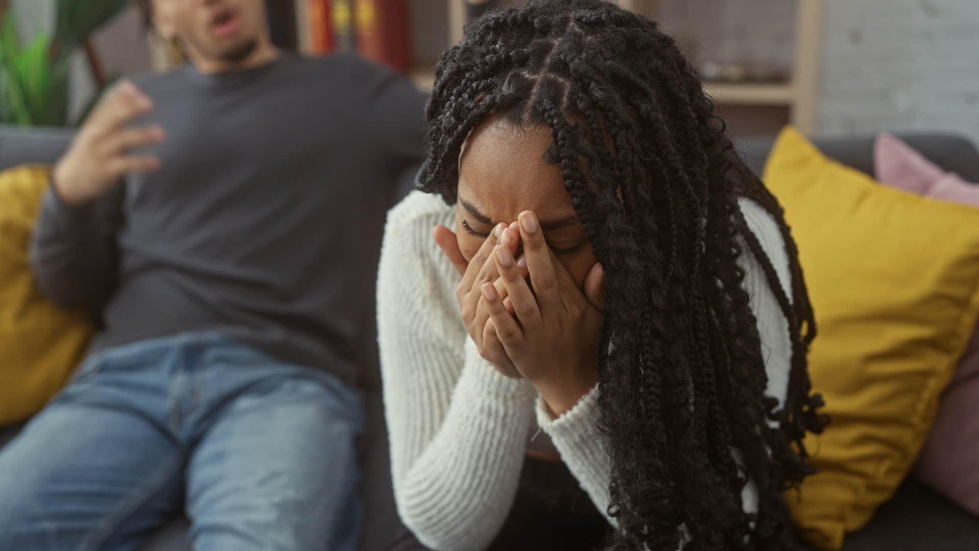 woman crying after fight with partner