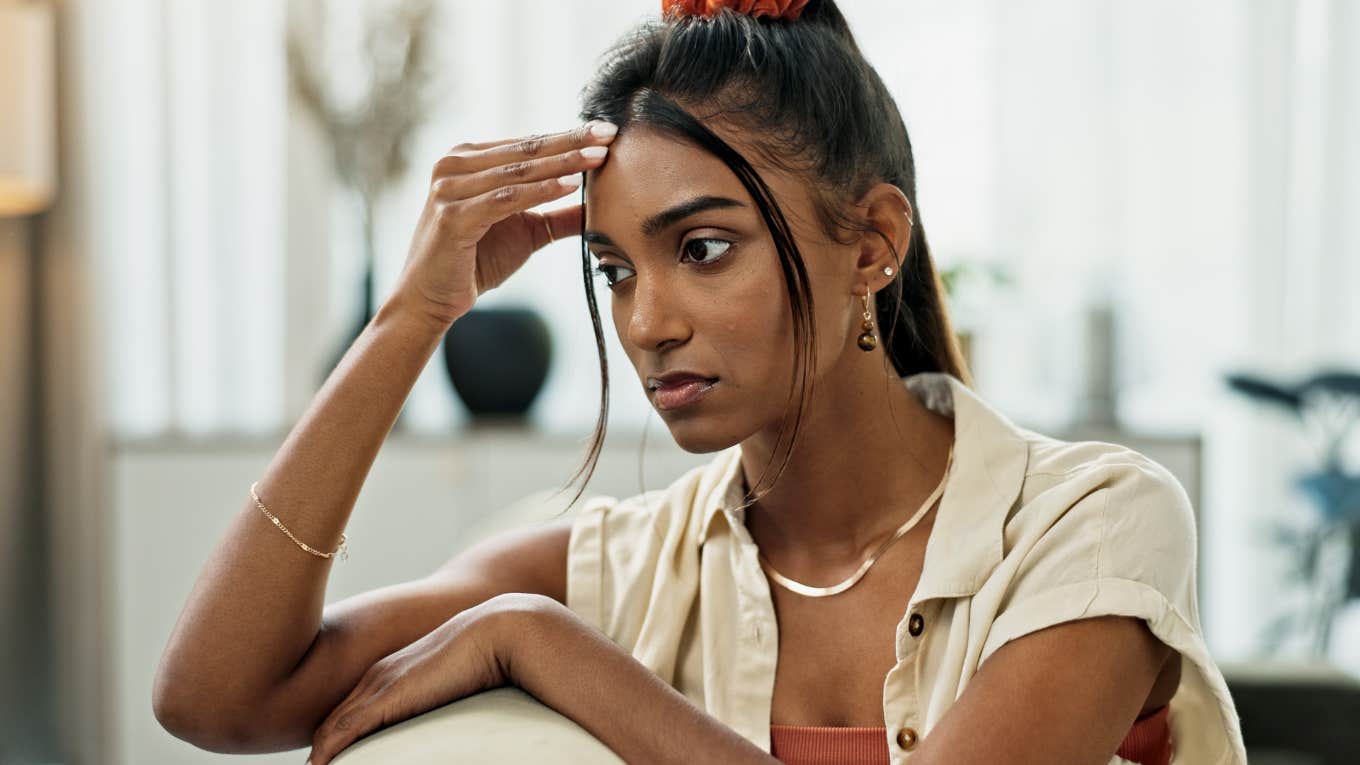 sad anxious woman thinking about her marriage