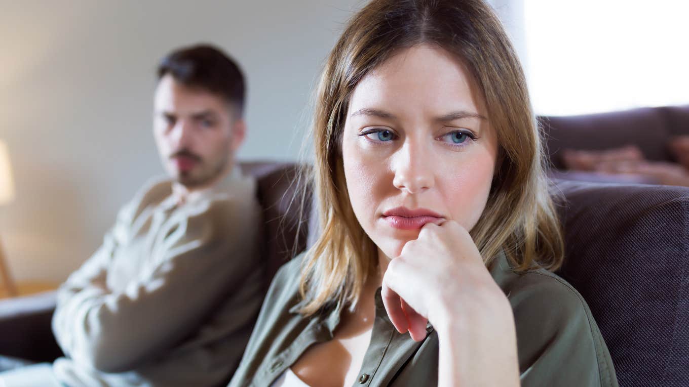 unhappy woman thinking about toxic relationship