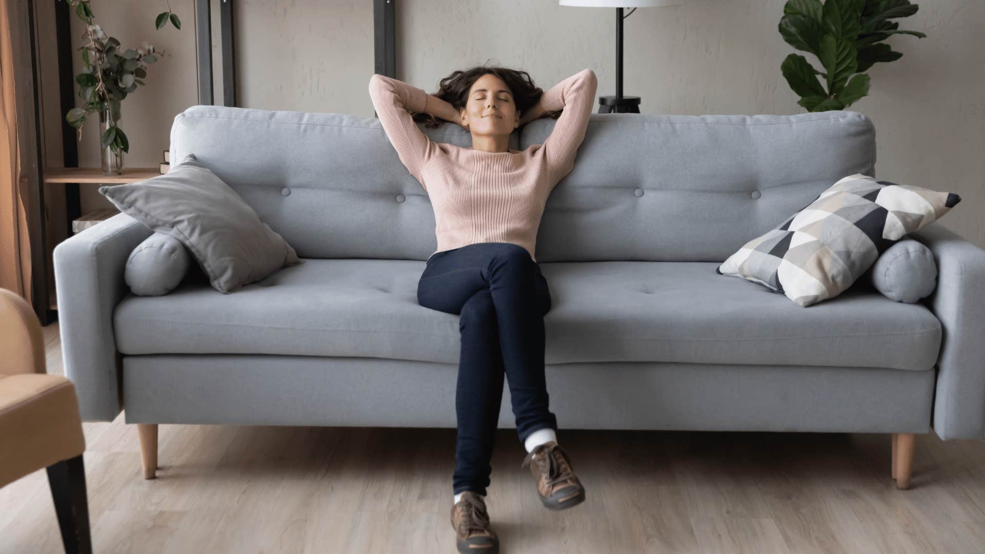 relaxed woman on couch