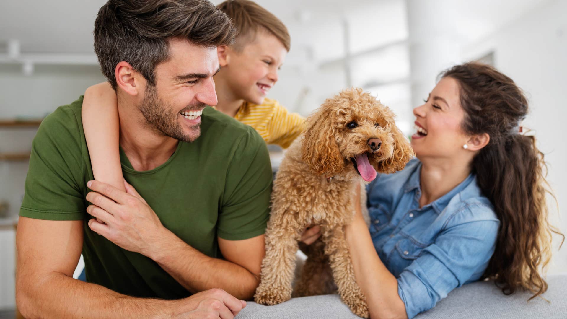 happy family with dog